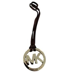 Michael Kors MK Logo Gold Charm Buckle W/ Brown Strap Purse Fob Hang Tag